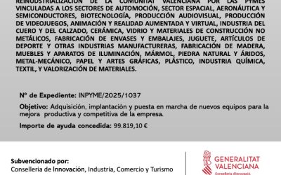 PDA recibe una subvención para seguir impulsando la innovación y la mejora productiva