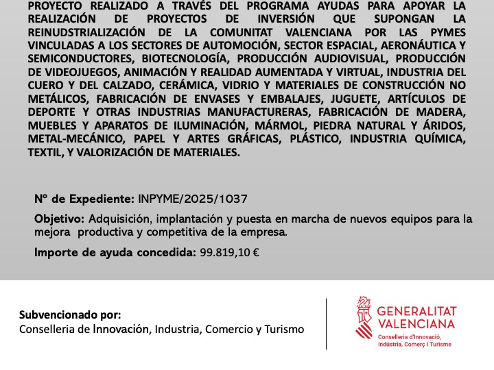 PDA recibe una subvención para seguir impulsando la innovación y la mejora productiva